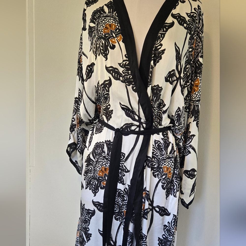 Intimissimi Robe-Folk & Delicious Viscose Satin Robe - Black-m/l - Picture 10 of 10
